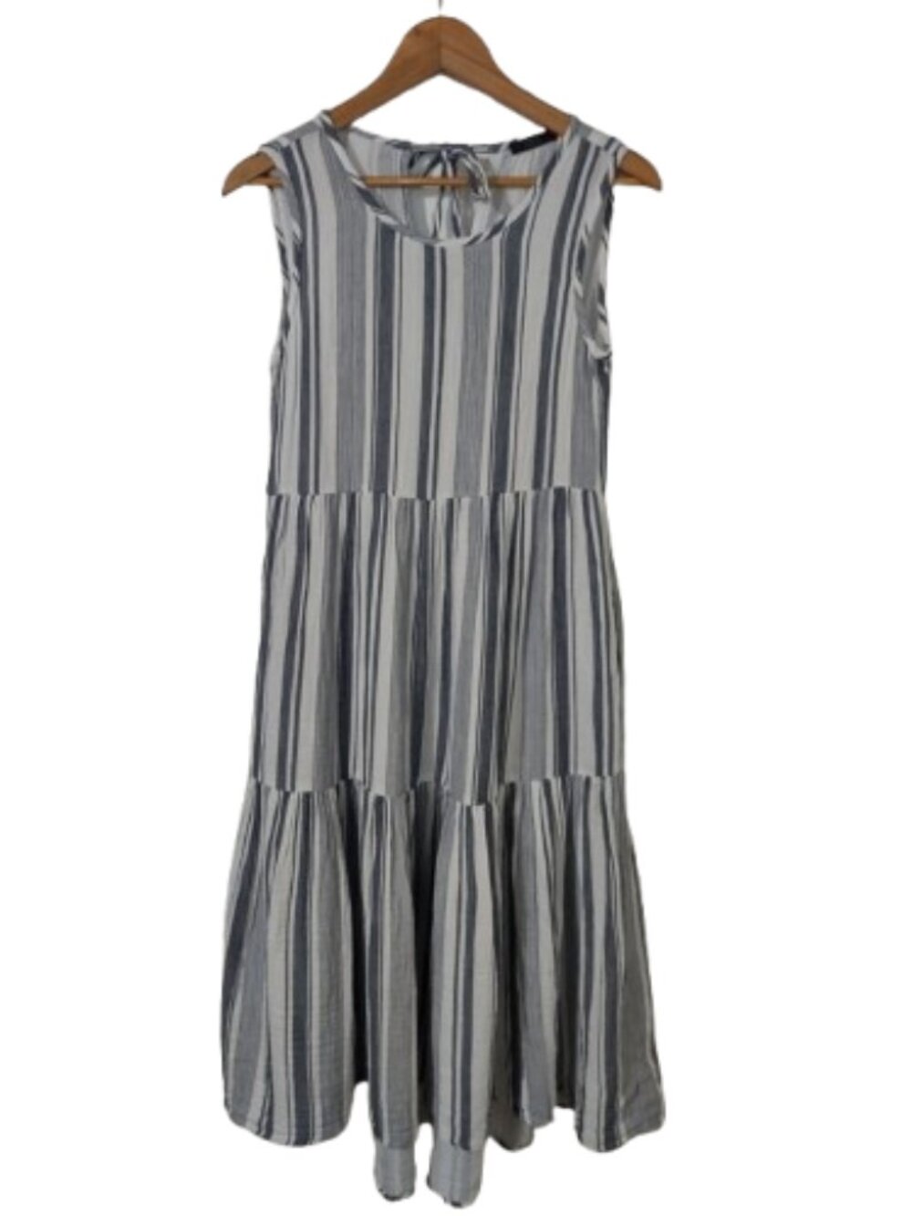 RDI Sleeveless Multi-Tiered High Low 100% Cotton Midi Beach Dress XS